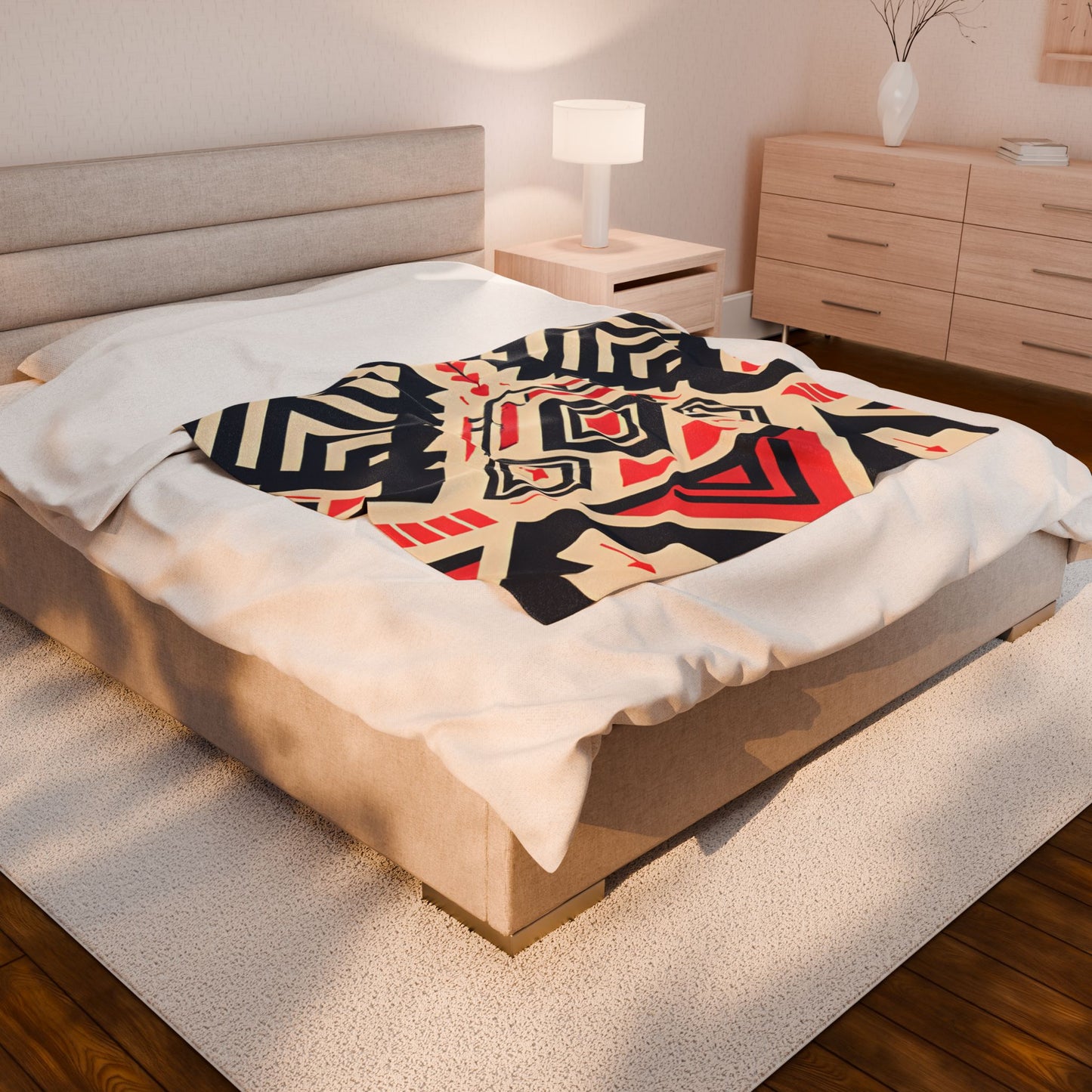 Tribal Geometric Velveteen Plush Blanket