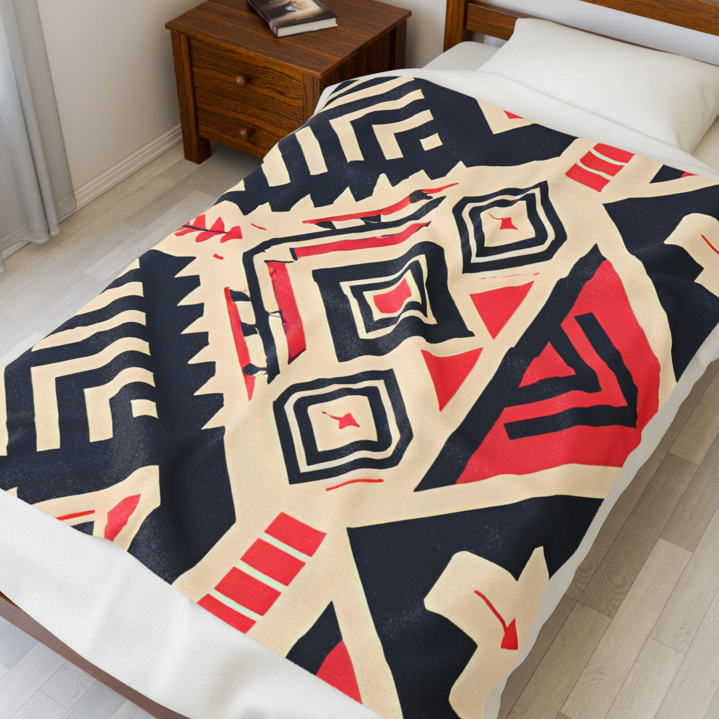 Tribal Geometric Velveteen Plush Blanket