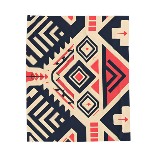 Tribal Geometric Velveteen Plush Blanket