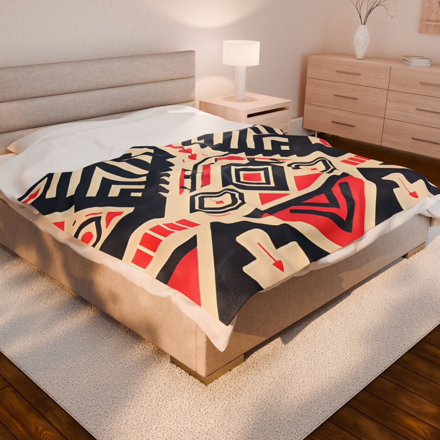 Tribal Geometric Velveteen Plush Blanket