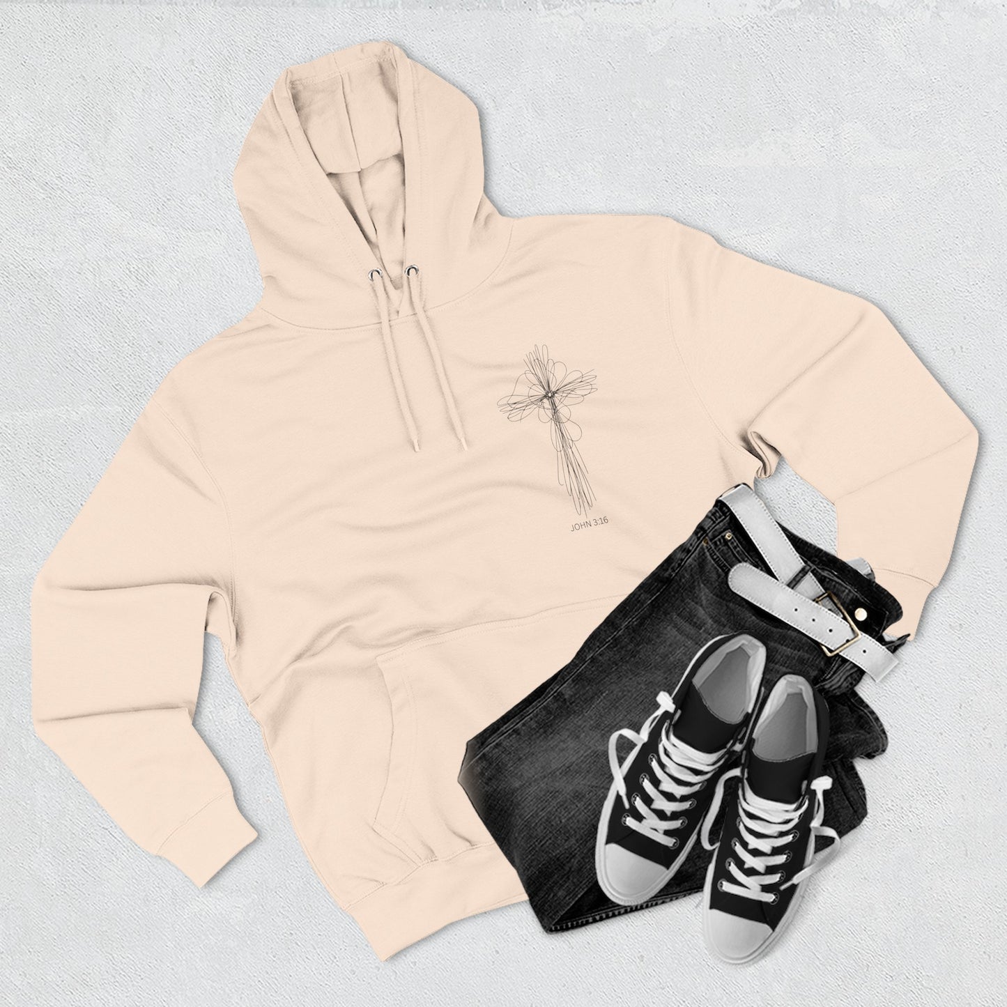 Cross Design Fleece Hoodie