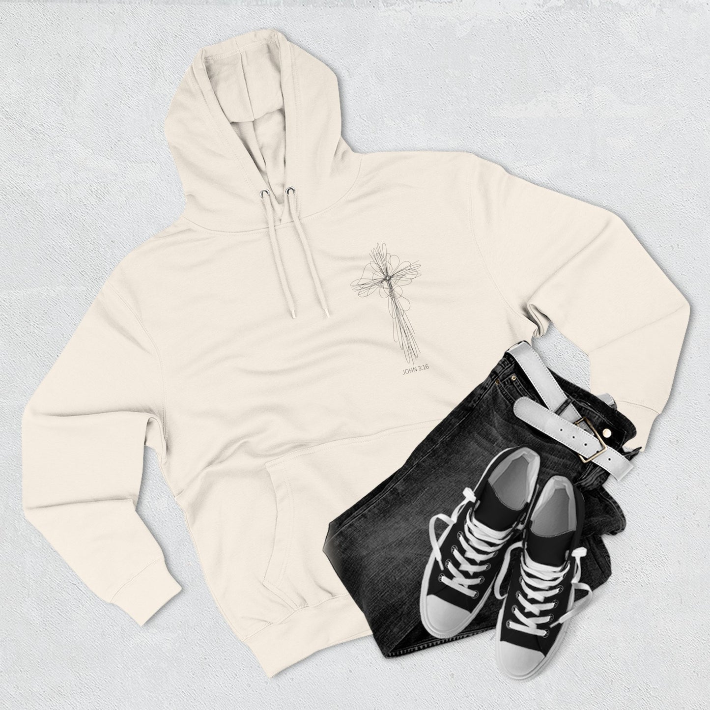 Cross Design Fleece Hoodie