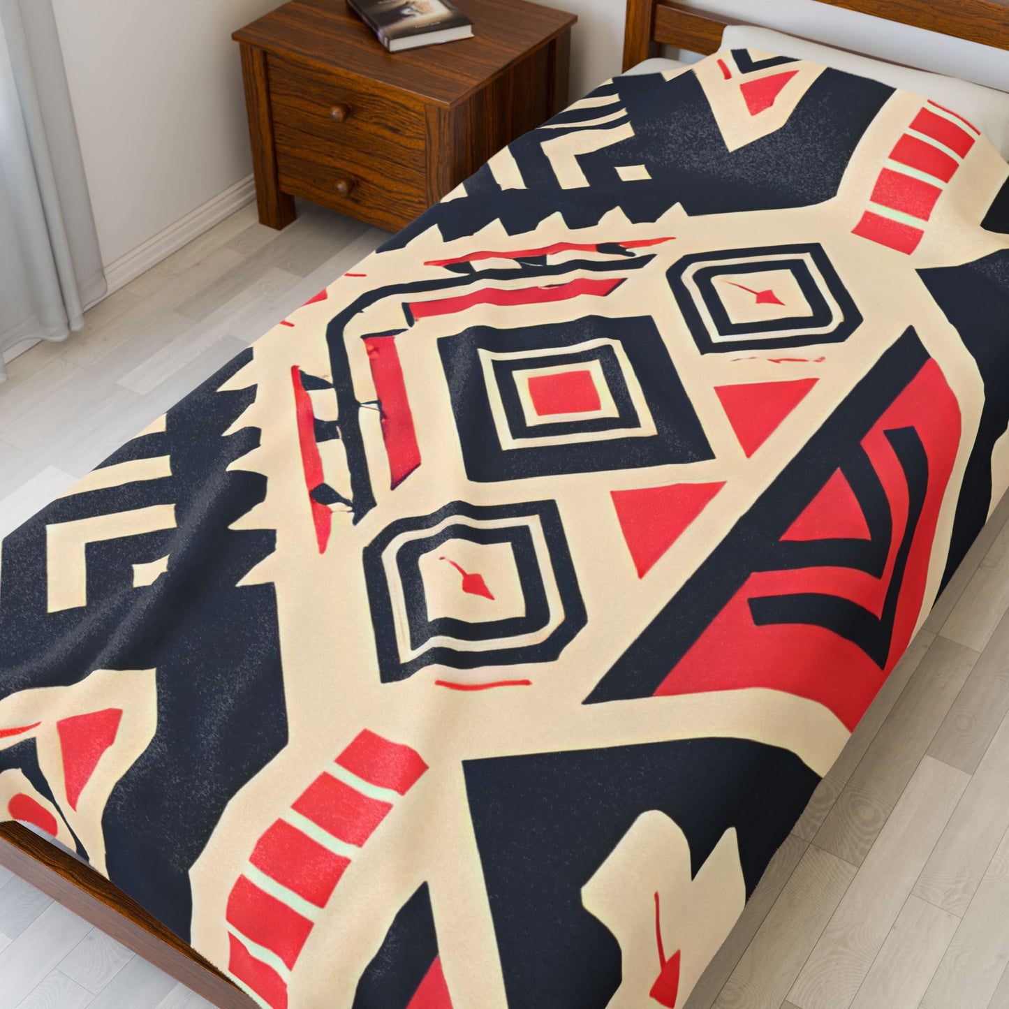 Tribal Geometric Velveteen Plush Blanket