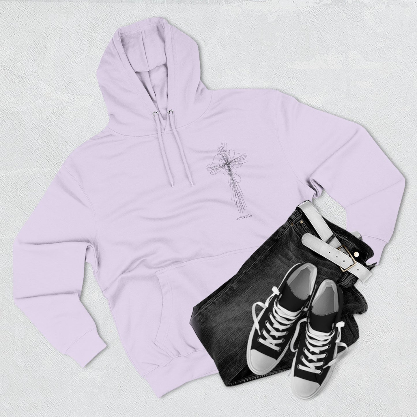 Cross Design Fleece Hoodie