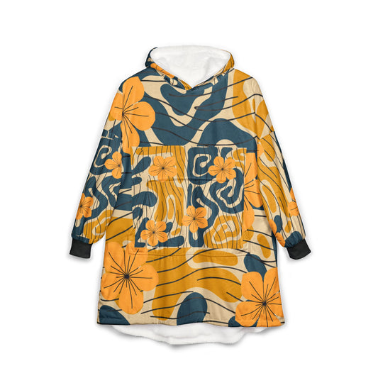 Hawaiian Floral Unisex Hooded Blanket